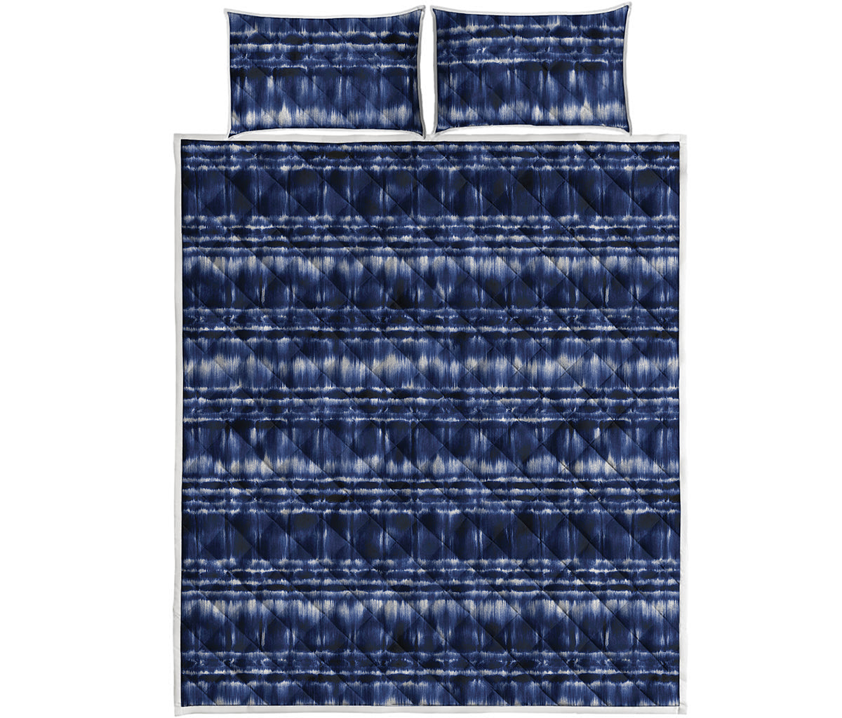 Indigo Dye Shibori Print Quilt Bed Set