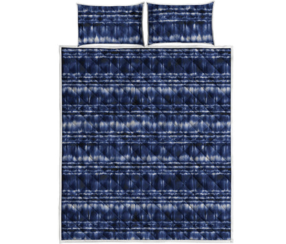 Indigo Dye Shibori Print Quilt Bed Set