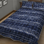 Indigo Dye Shibori Print Quilt Bed Set