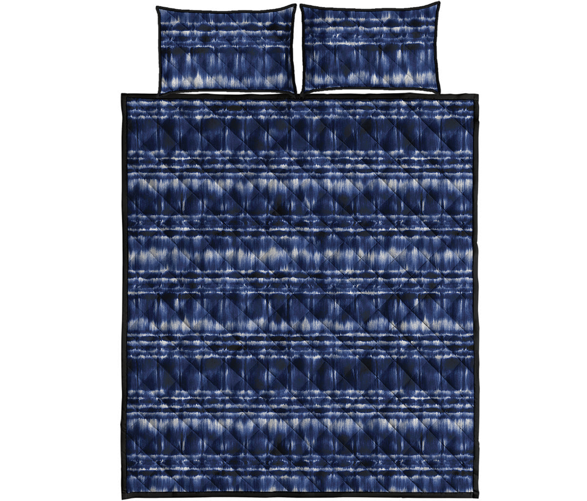 Indigo Dye Shibori Print Quilt Bed Set