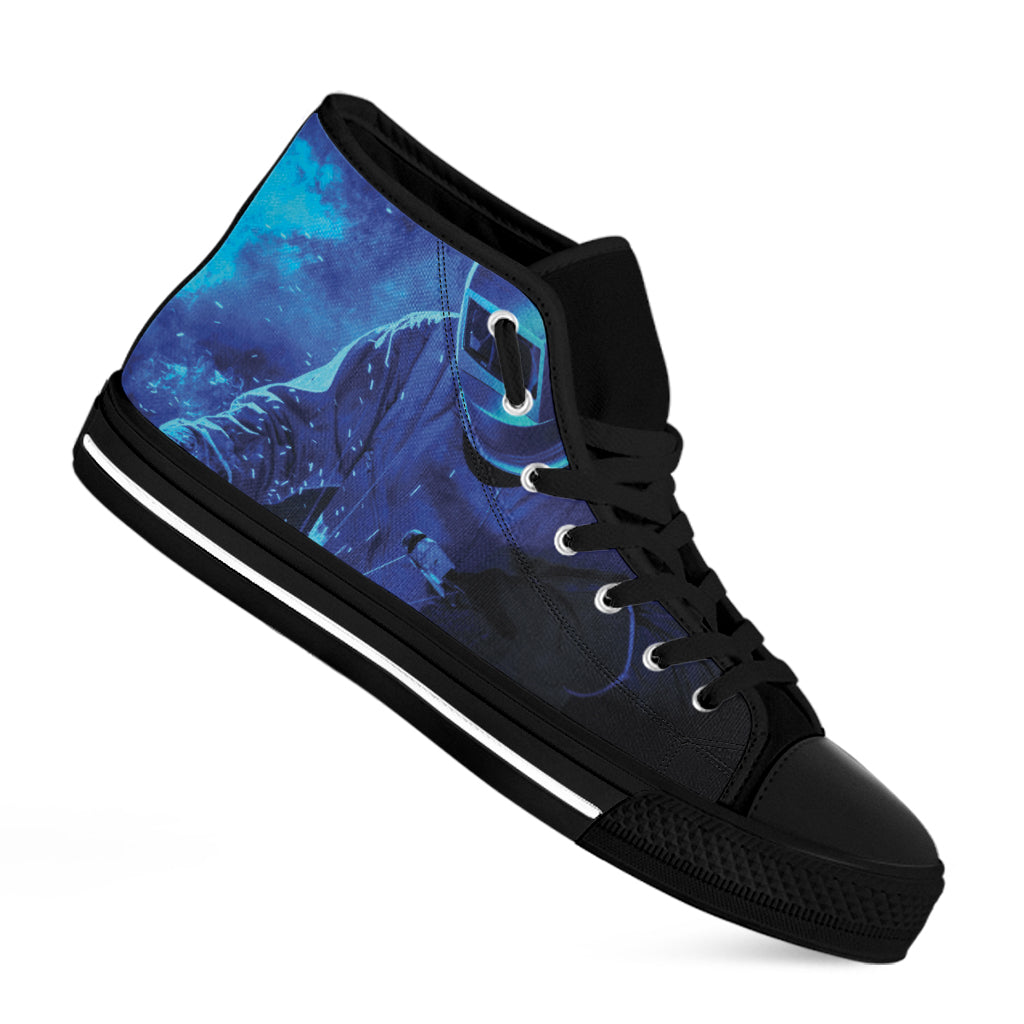 Industrial Welder Print Black High Top Shoes