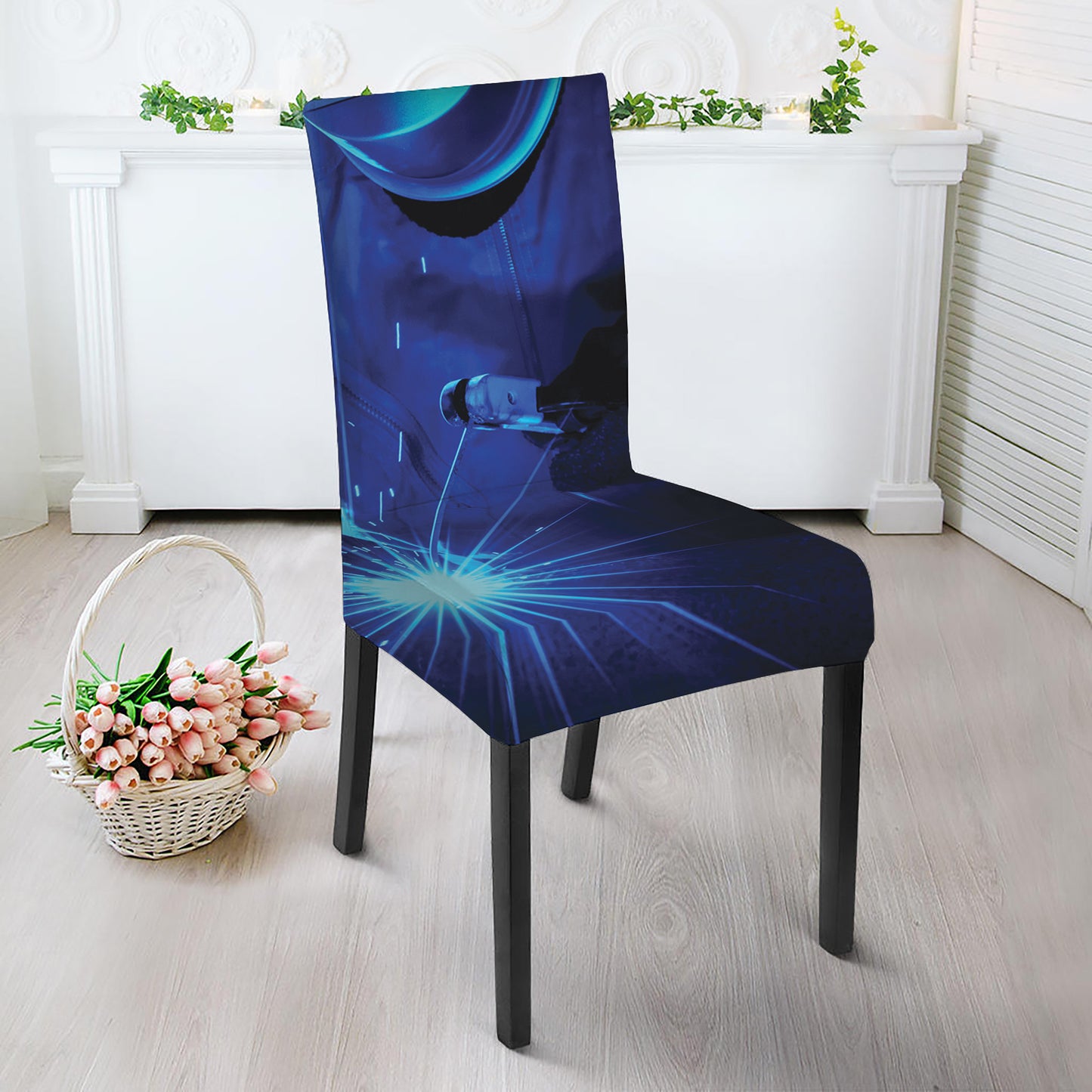 Industrial Welder Print Dining Chair Slipcover
