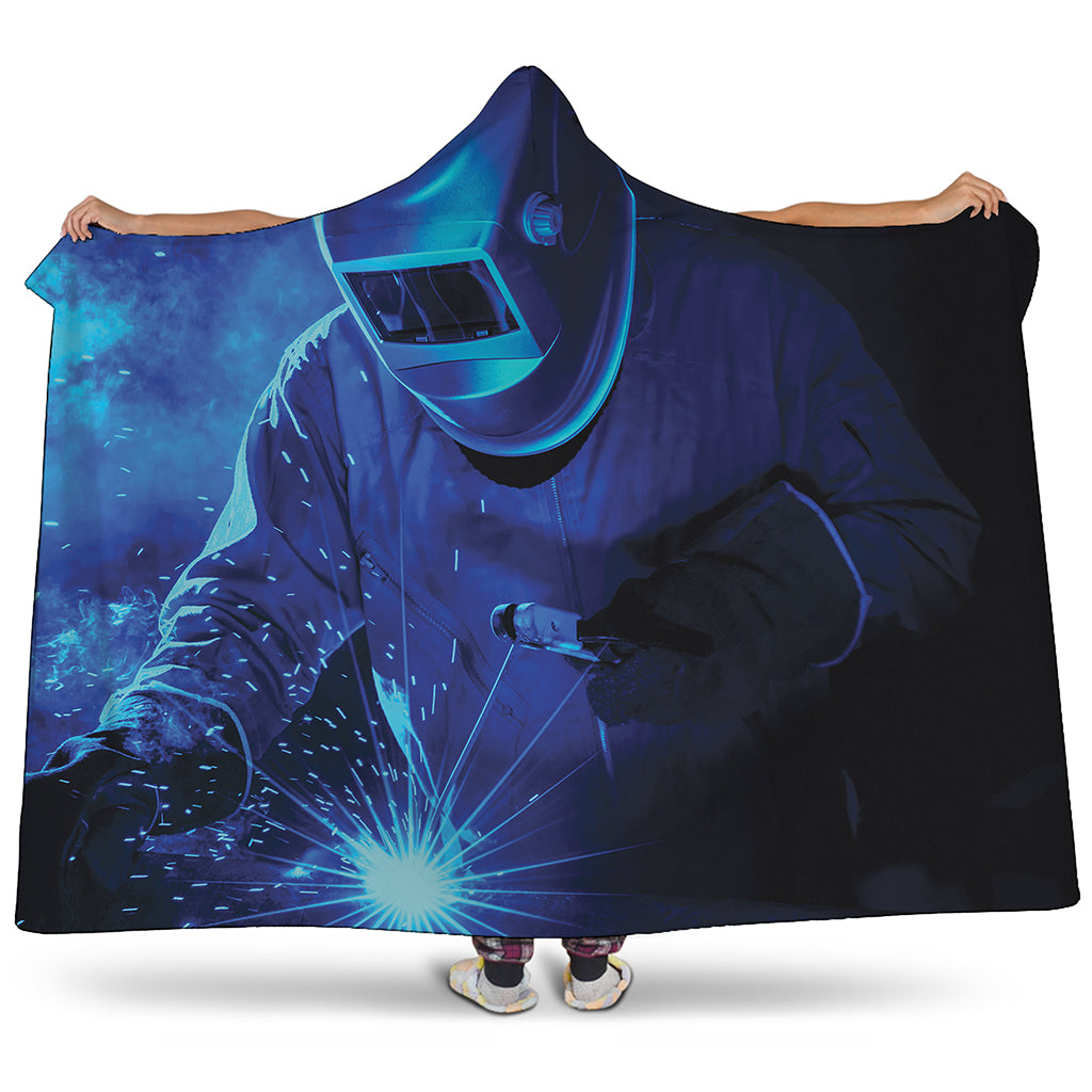 Industrial Welder Print Hooded Blanket