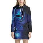 Industrial Welder Print Hoodie Dress