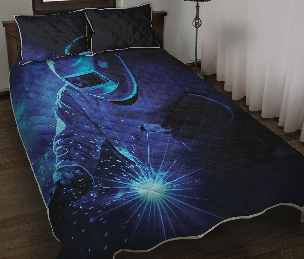 Industrial Welder Print Quilt Bed Set
