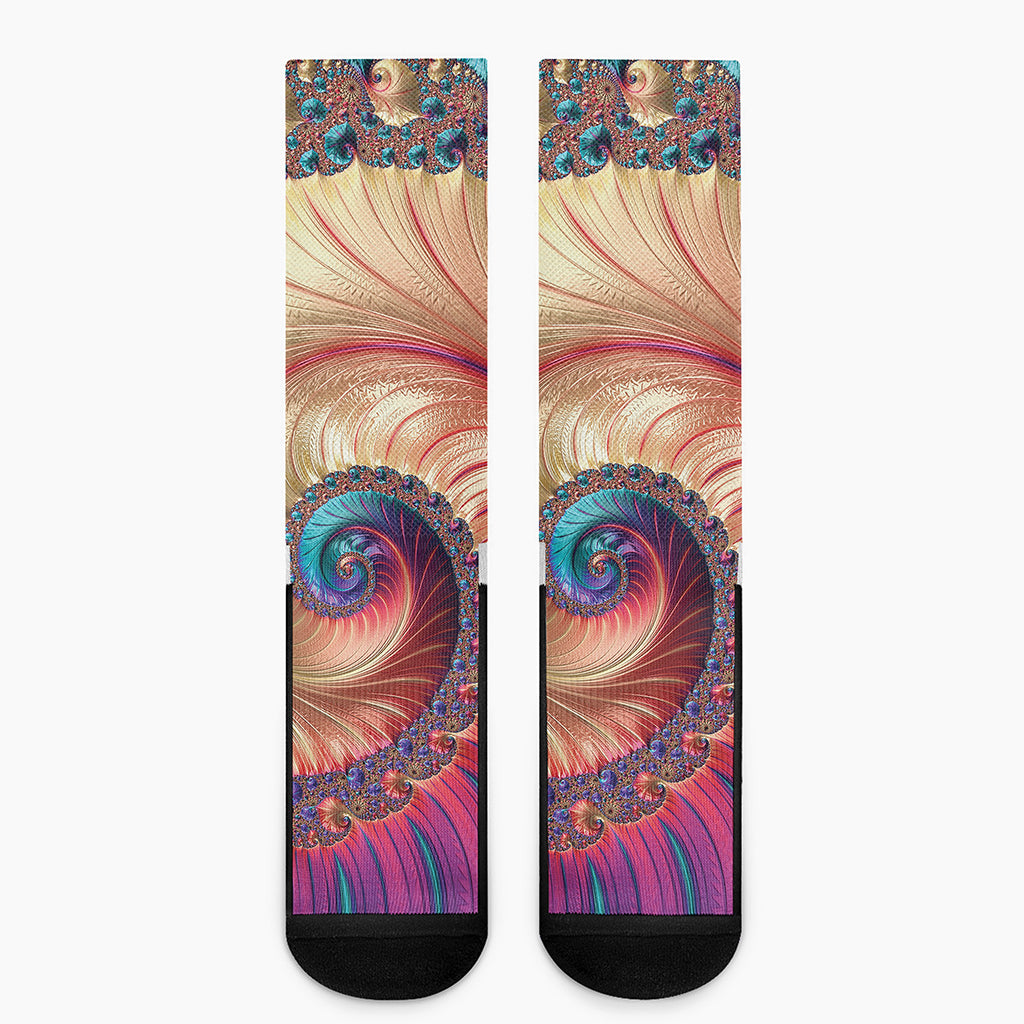 Infinite Fractal Print Crew Socks