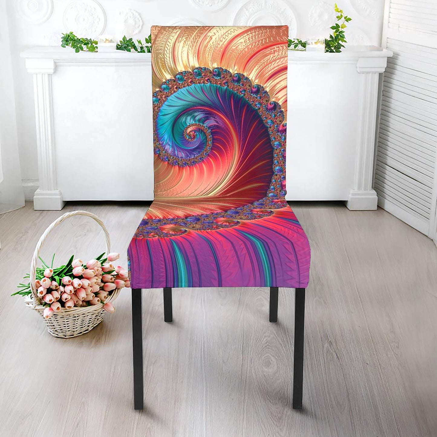 Infinite Fractal Print Dining Chair Slipcover