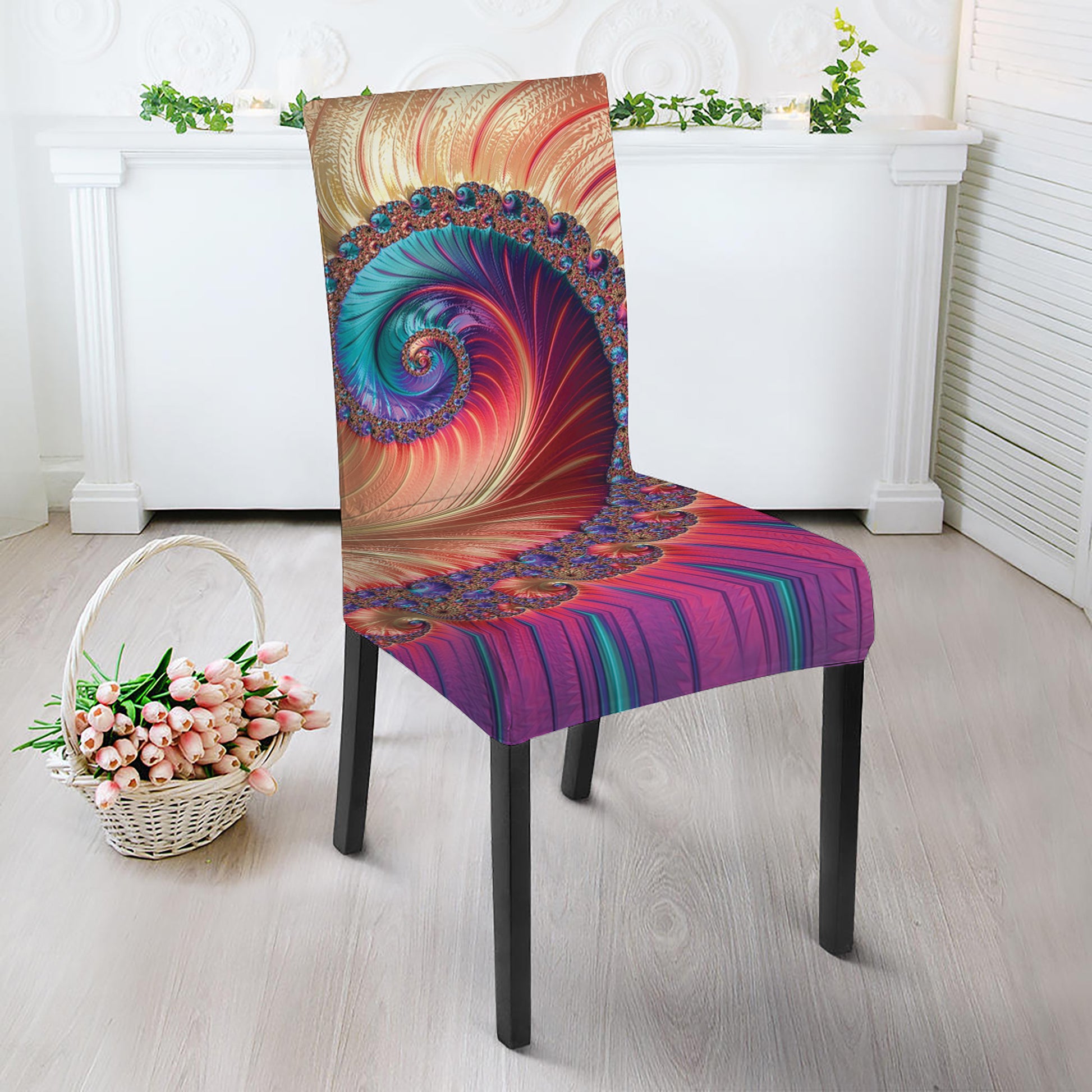 Infinite Fractal Print Dining Chair Slipcover
