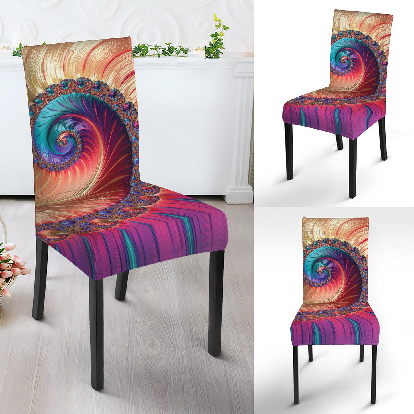 Infinite Fractal Print Dining Chair Slipcover