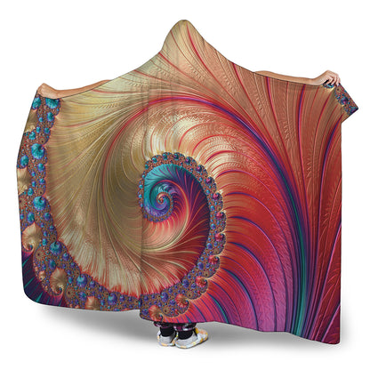 Infinite Fractal Print Hooded Blanket