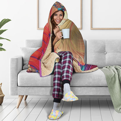 Infinite Fractal Print Hooded Blanket
