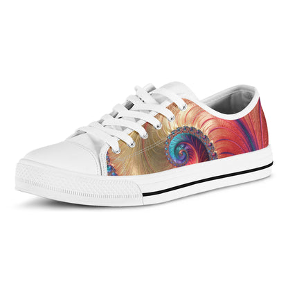 Infinite Fractal Print White Low Top Shoes