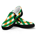Irish Argyle Pattern Print Black Slip On Sneakers