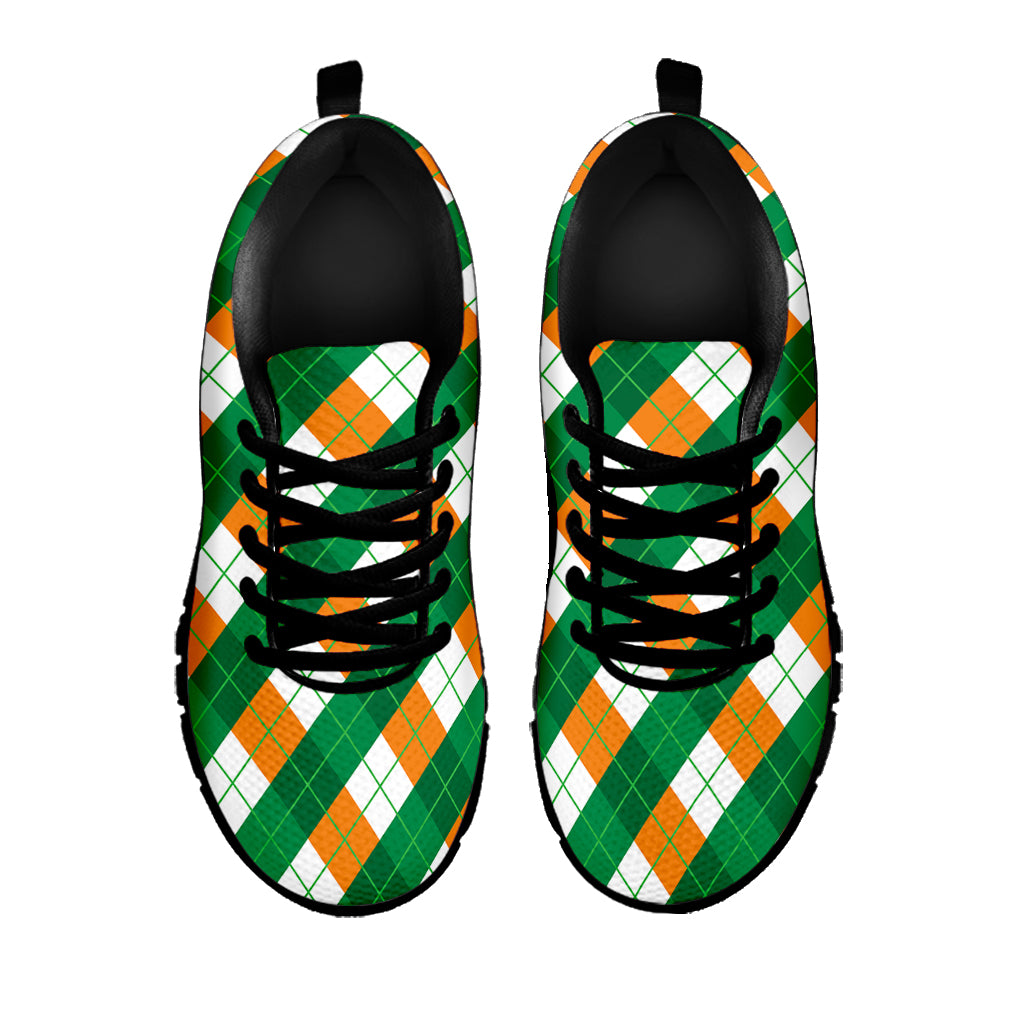 Irish Argyle Pattern Print Black Sneakers