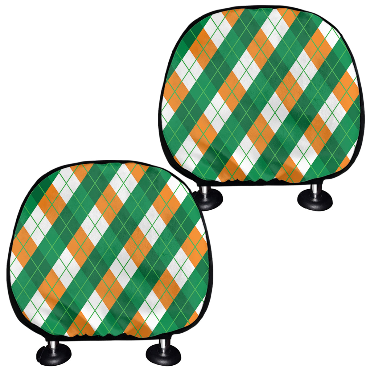 Irish Argyle Pattern Print Car Headrest Covers