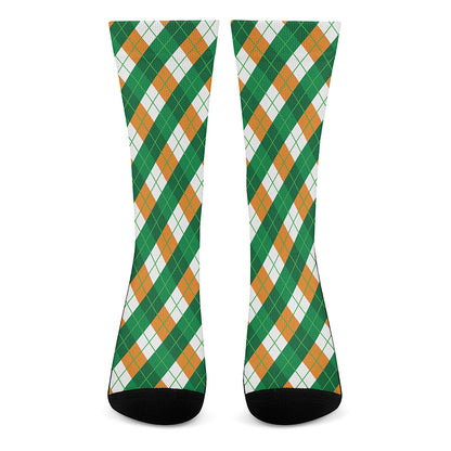 Irish Argyle Pattern Print Crew Socks