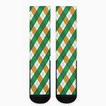 Irish Argyle Pattern Print Crew Socks