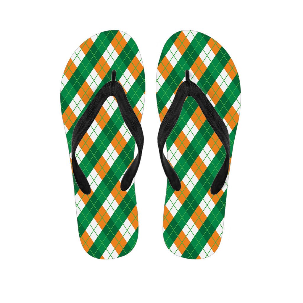 Irish Argyle Pattern Print Flip Flops