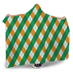 Irish Argyle Pattern Print Hooded Blanket