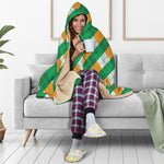 Irish Argyle Pattern Print Hooded Blanket