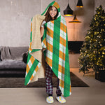 Irish Argyle Pattern Print Hooded Blanket
