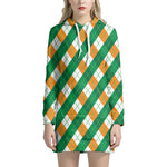 Irish Argyle Pattern Print Hoodie Dress