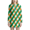 Irish Argyle Pattern Print Hoodie Dress