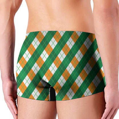 Irish Argyle Pattern Print Men's Boxer Briefs