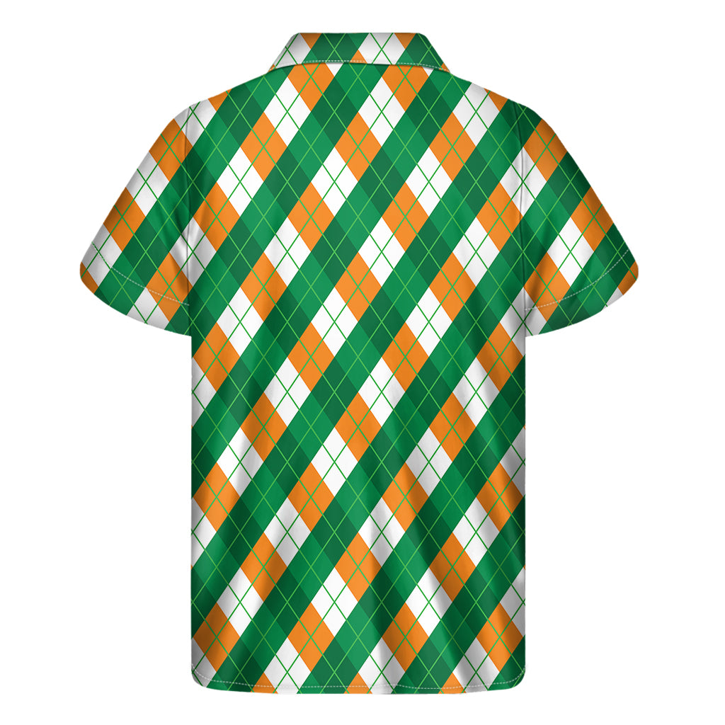 Irish Argyle Pattern Print Men's Short Sleeve Shirt