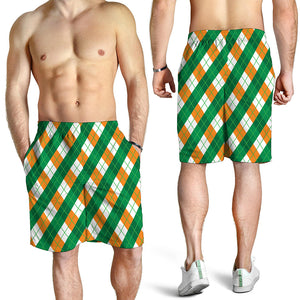 Irish Argyle Pattern Print Men's Shorts