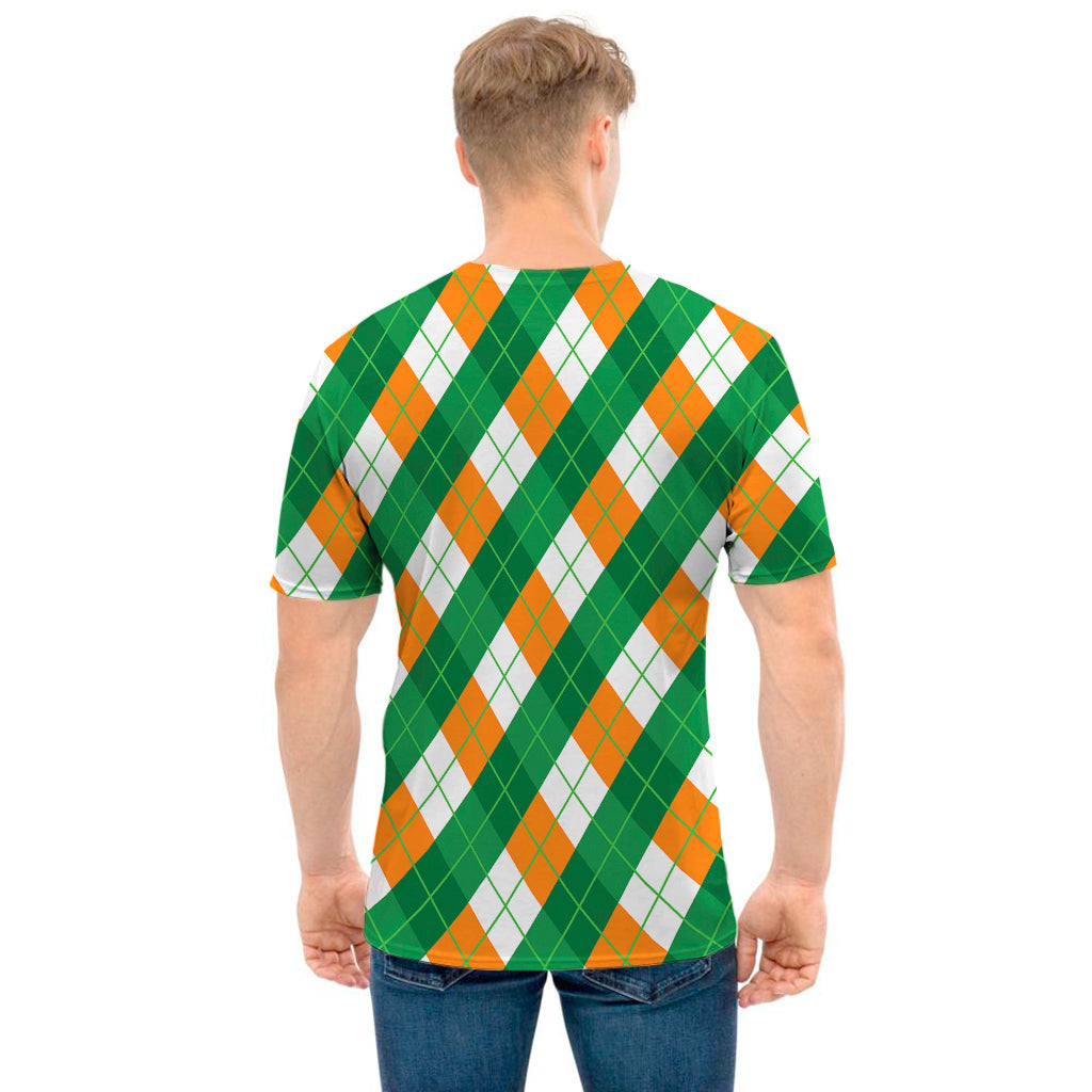 Irish Argyle Pattern Print Men's T-Shirt