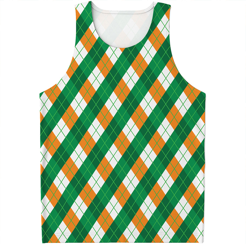 Irish Argyle Pattern Print Men's Tank Top