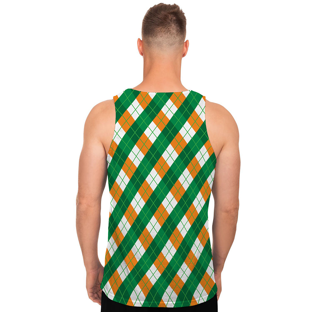 Irish Argyle Pattern Print Men's Tank Top