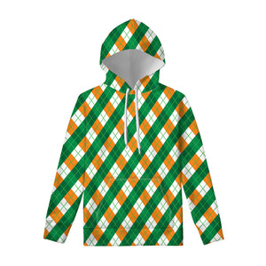 Irish Argyle Pattern Print Pullover Hoodie