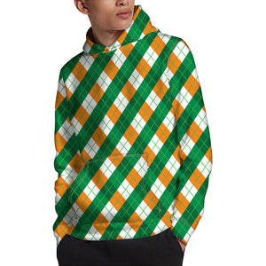 Irish Argyle Pattern Print Pullover Hoodie