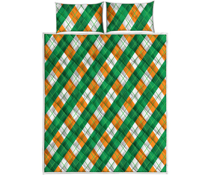 Irish Argyle Pattern Print Quilt Bed Set
