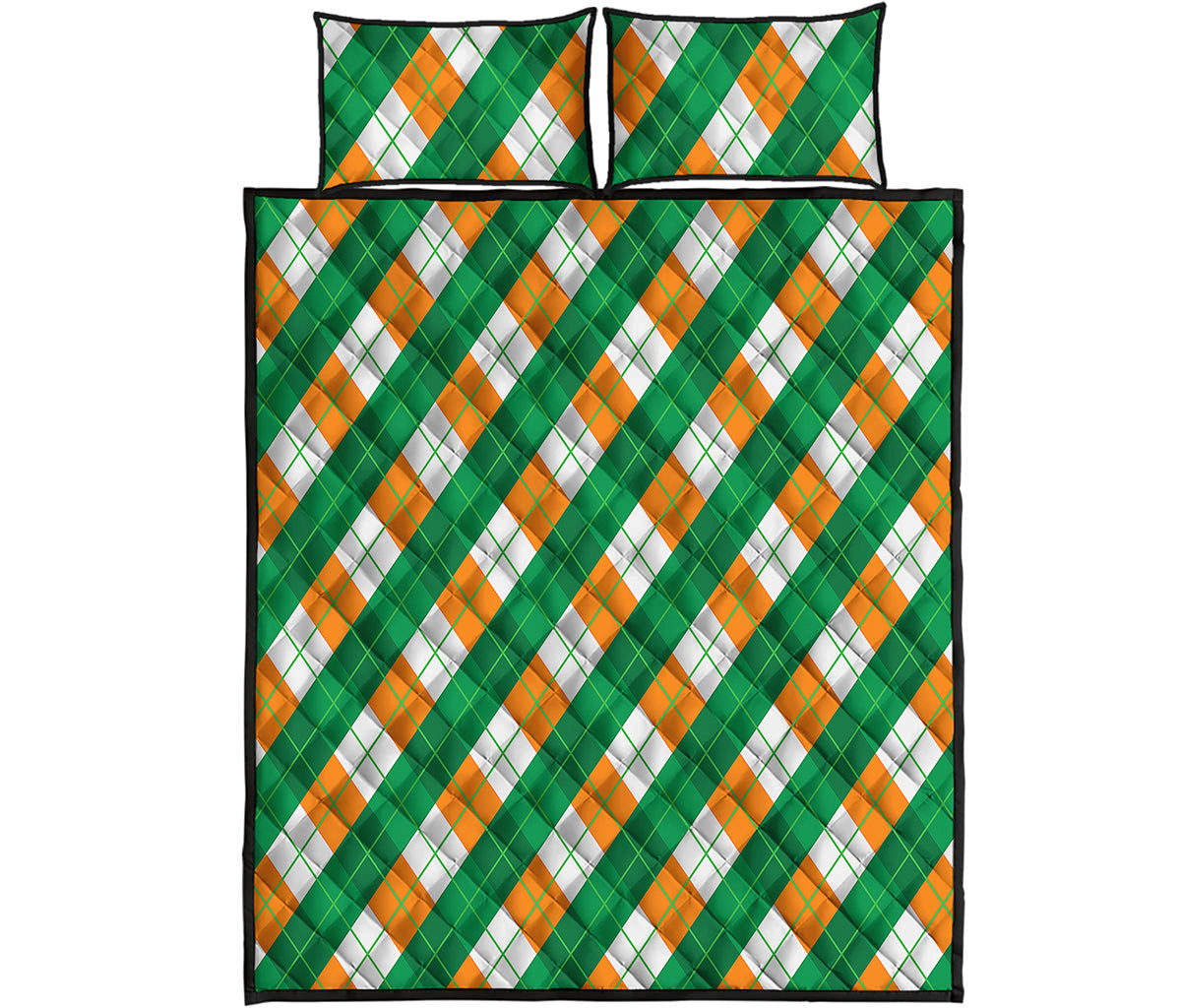 Irish Argyle Pattern Print Quilt Bed Set