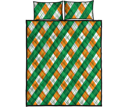 Irish Argyle Pattern Print Quilt Bed Set