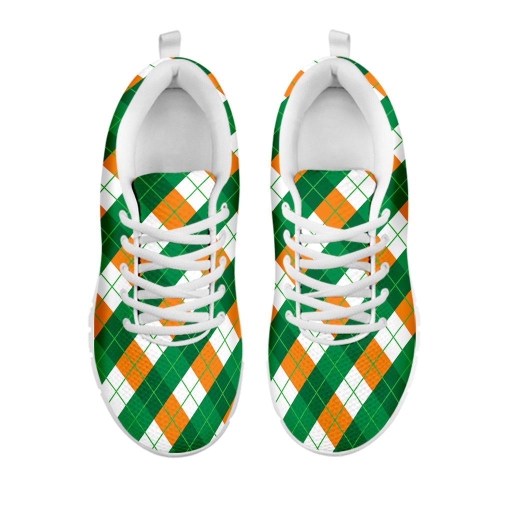 Irish Argyle Pattern Print White Sneakers