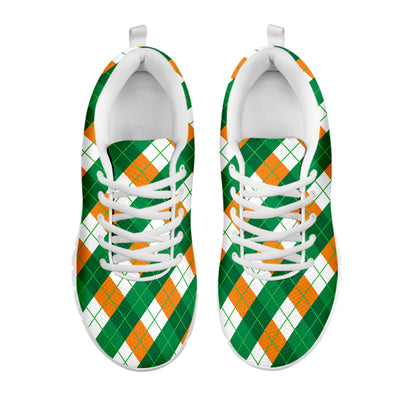 Irish Argyle Pattern Print White Sneakers
