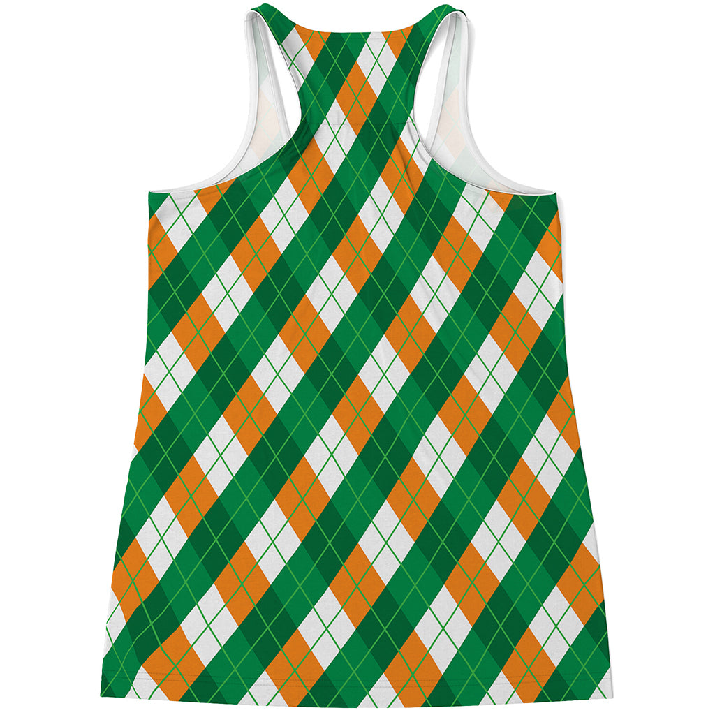 Irish Argyle Pattern Print Women's Racerback Tank Top