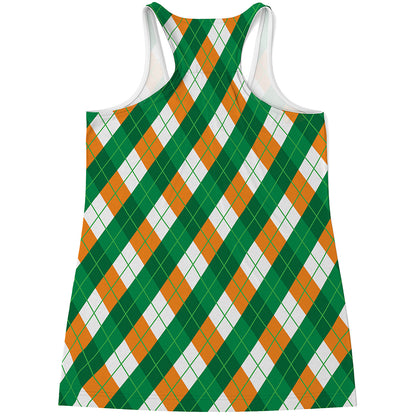 Irish Argyle Pattern Print Women's Racerback Tank Top