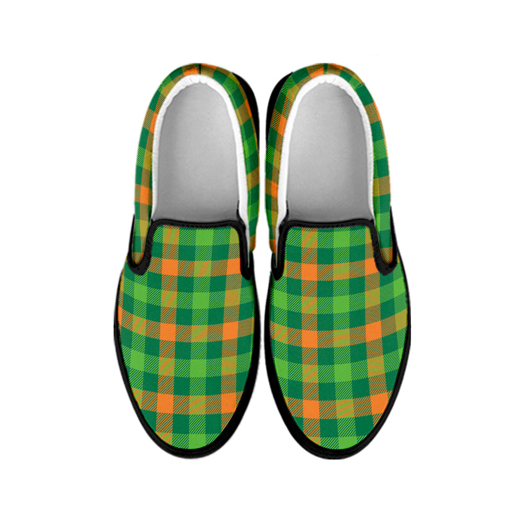 Irish Buffalo Check Pattern Print Black Slip On Shoes