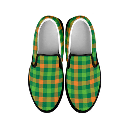 Irish Buffalo Check Pattern Print Black Slip On Shoes