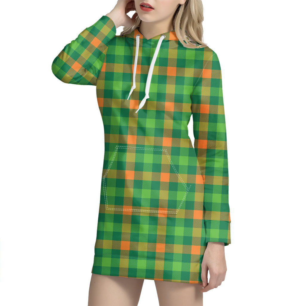 Irish Buffalo Check Pattern Print Hoodie Dress