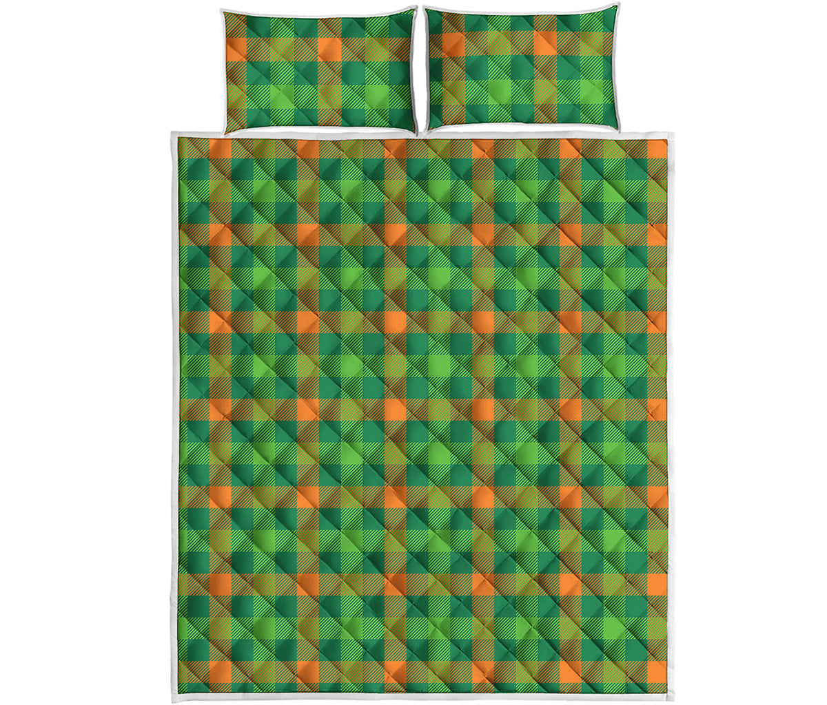 Irish Buffalo Check Pattern Print Quilt Bed Set