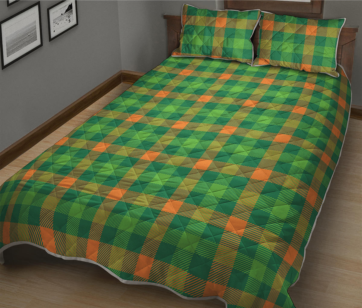 Irish Buffalo Check Pattern Print Quilt Bed Set