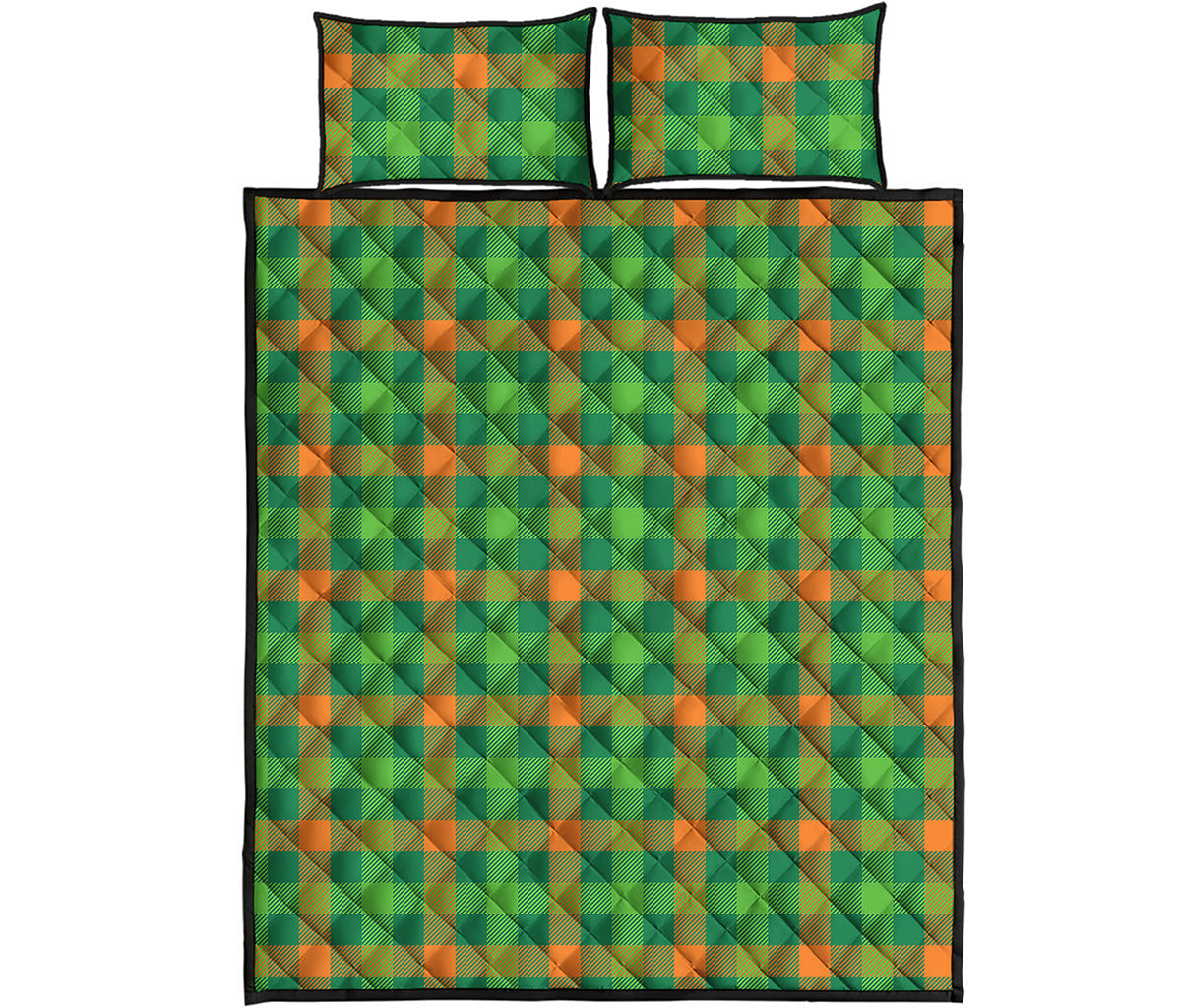 Irish Buffalo Check Pattern Print Quilt Bed Set