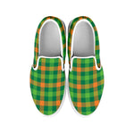 Irish Buffalo Check Pattern Print White Slip On Shoes