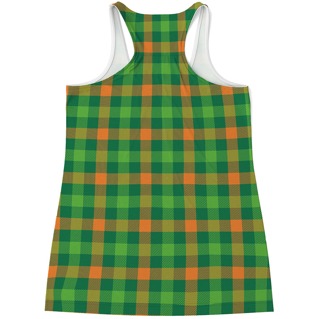 Irish Buffalo Check Pattern Print Women's Racerback Tank Top